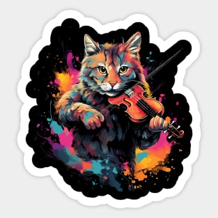 Bobcat Playing Violin Sticker